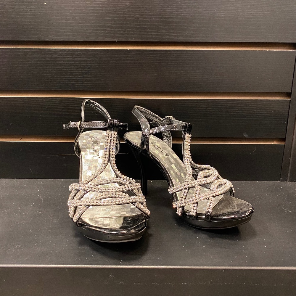 Black Rhinestone Heels